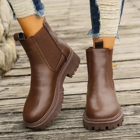 Dames Chelsea Boots van Leer met Treklussen